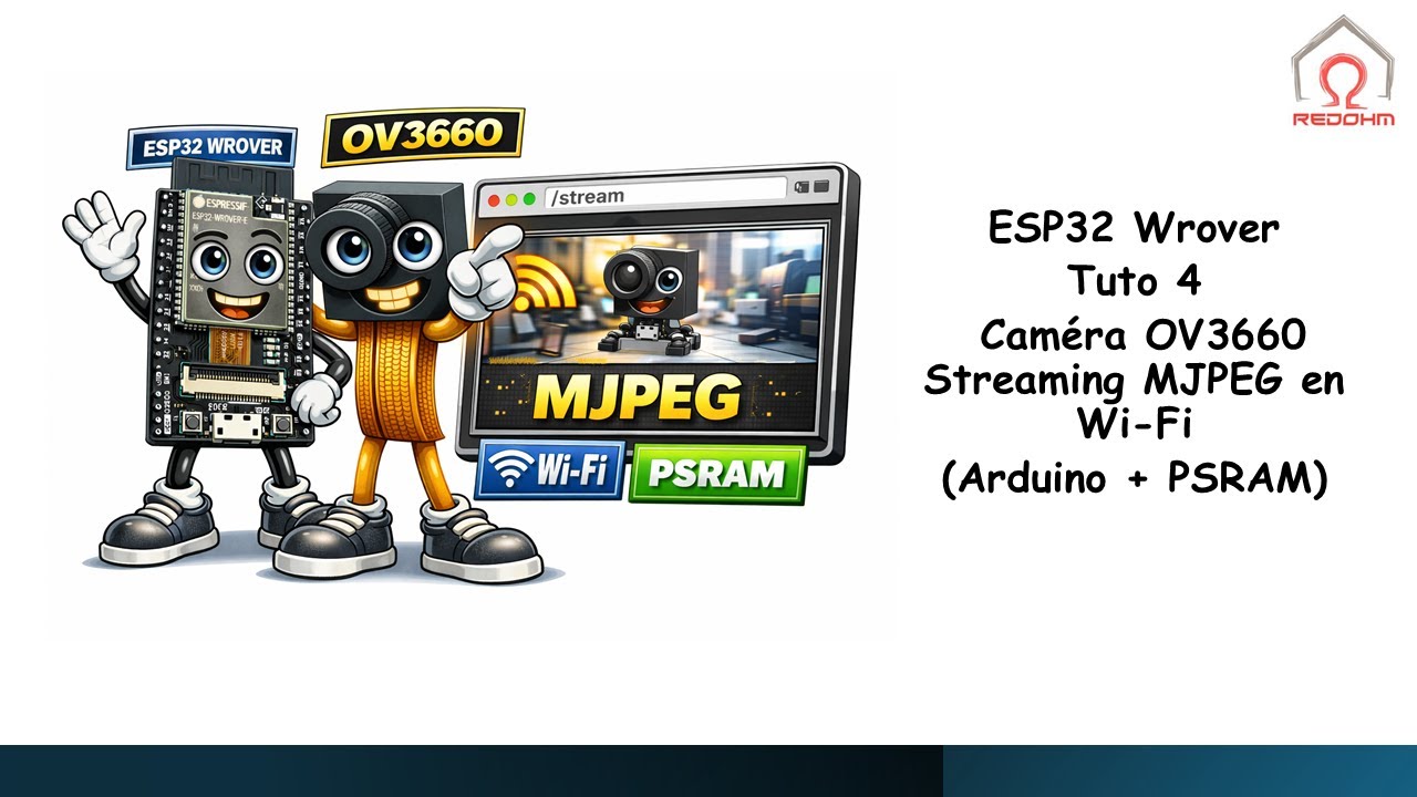 ESP32 Wrover Tuto 4 : Caméra OV3660 - Streaming MJPEG en Wi-Fi (Arduino + PSRAM)