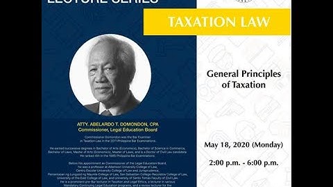 Taxation - General Principles of Taxation I  (PALS Live Lecture Series 2020)