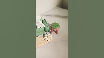 Miniature sofa #diy #polymerclay #craft #clay #sofa #miniature #cute #furniture