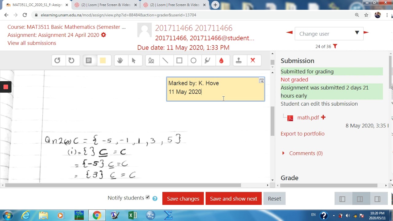 moodle assignment grading method