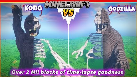 Godzilla VS King Kong | Minecraft Titan Statue Build Challenge | Giant Time-lapse with Skeletons