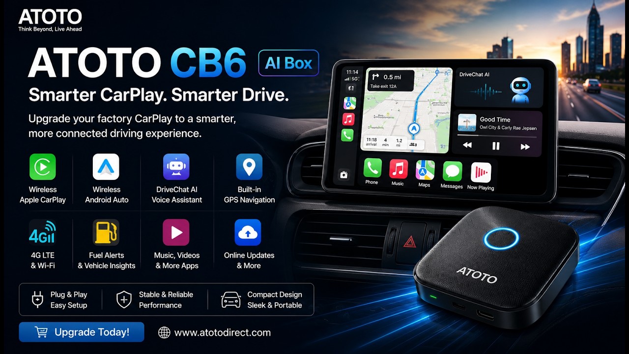 ATOTO CB6 AI Box | Wireless CarPlay, Android Auto & AI Driving