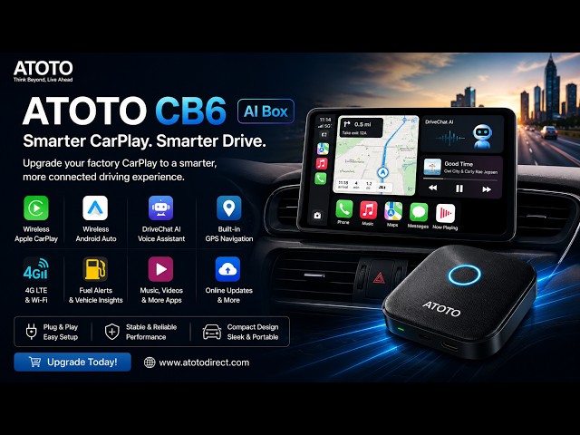 ATOTO CB6 AI Box | Wireless CarPlay, Android Auto & AI Driving