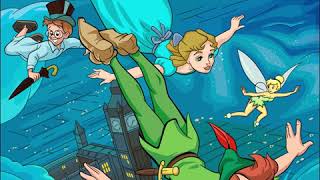 Happy Color Peter Pan, Wendy, Tinkerbell, John, \u0026 Michael Head Off To Neverland Disney Coloring Page