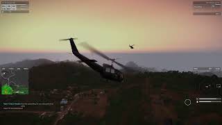 Huey formation flying to hot LZ