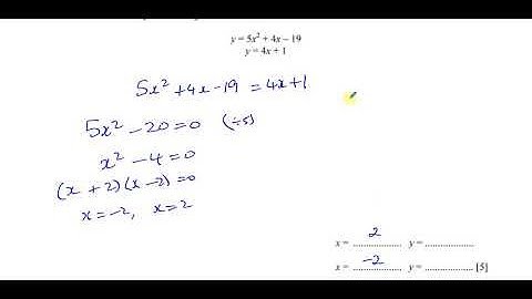 0580/02/SP/20 (IGCSE) 2020 Specimen Paper 2  Q28 Quadratic Simultaneous Equations