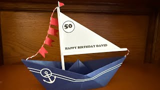 Fun Fold Origami boat birthday card!