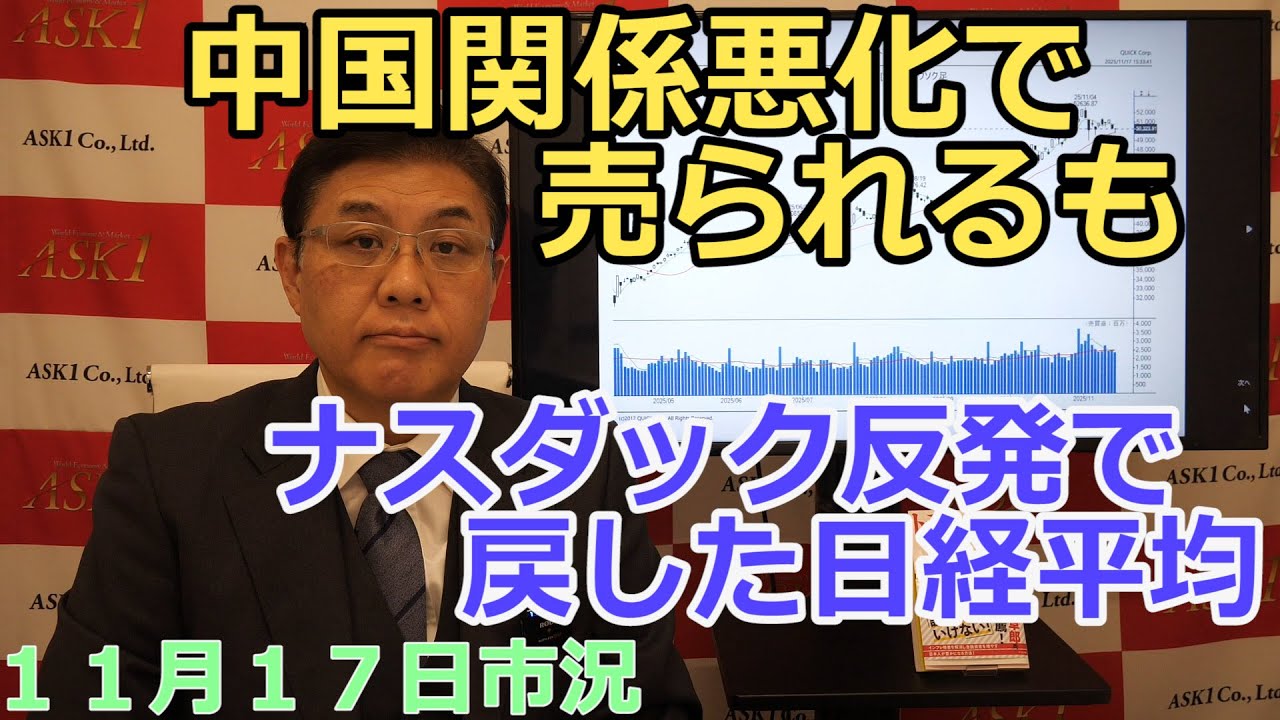November 17, 2025 [Nikkei 225 Sold Due to Worsening Relations with