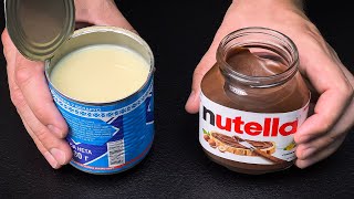 Whisk condensed milk with Nutella! You will be amazed! No baking and gelatin!