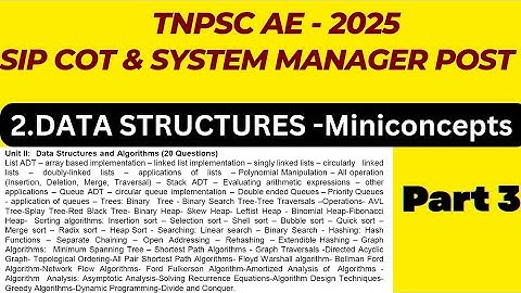 2C.Datastructures Miniconcept-SIPCOT &System manager TNPSCAE2025 #tnpscae#eee#ece#material#testbatch