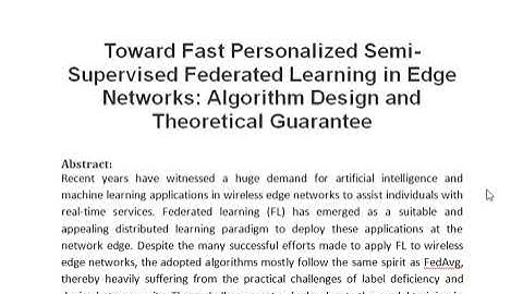 Toward Fast Personalized Semi Supervised Federated Learning in Edge Networks Algorithm Design and Th