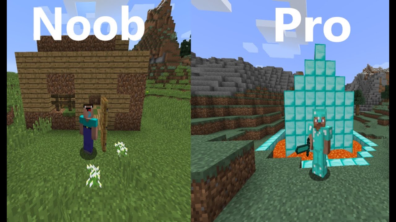 Noob VS Pro building house - YouTube