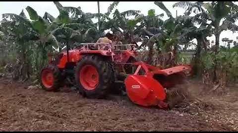 Kubota Tractor Mulcher removing Banana Crop