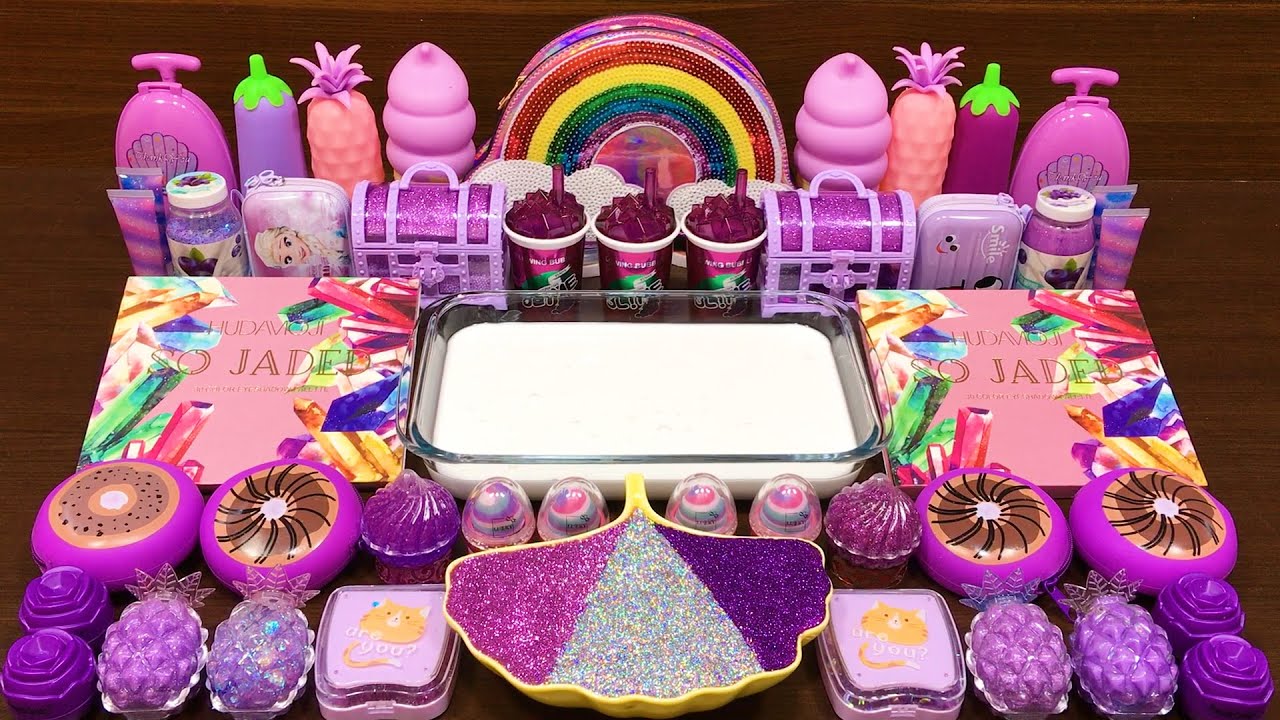 PURPLE Slime | Mixing Random Things into GLOSSY Slime | Relaxing Slime Videos 