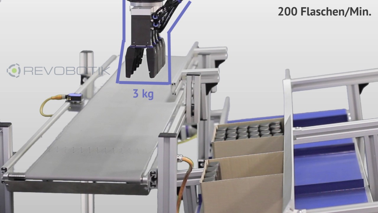 Demo 7kg Werkzeuggewicht bei 200 Flaschen/Min., Delta-Roboter