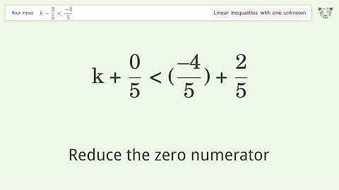 Solving Linear Inequalities: k-2/5 is Smaller Than (-4)/5
