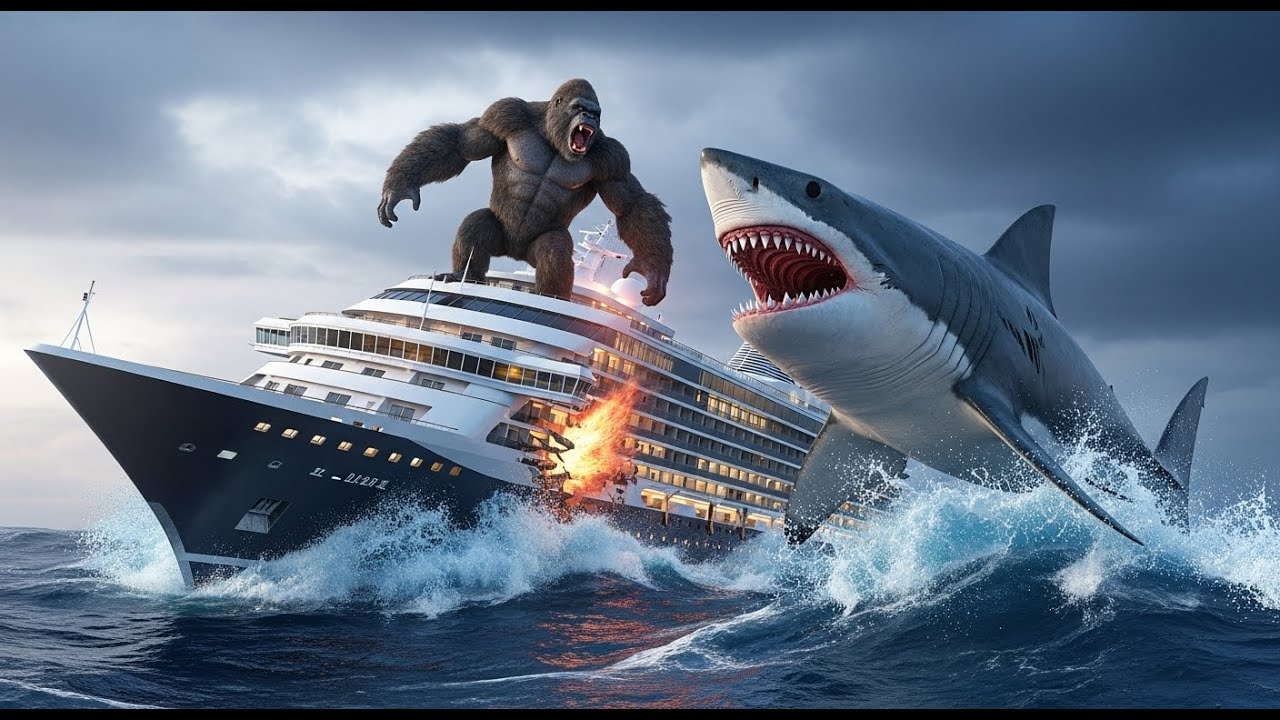 King Kong vs. Megalodon: A Nightmare on a Luxury Cruise Ship - Epic Battle!