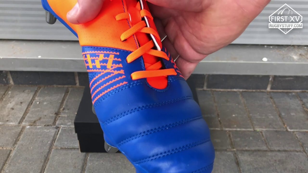Adidas Kakari Soft Ground Rugby Boots in Blue/Solar Orange/Core Black