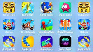 Temple Run, Spiral Roll, Sonic Boom, Stack Jump, Hole.io, The Catapult, Move.io, Crazy Shopping screenshot 2