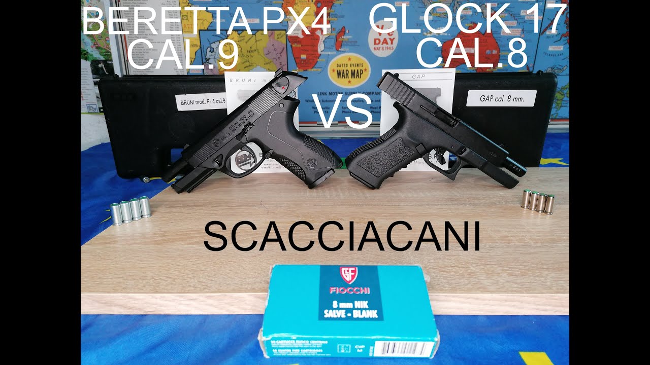 Pistola scacciacani a salve libera vendita calibro 8 vs calibro 9 .Glock vs  Beretta per Outdoor 