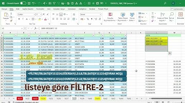 Excel 1 Dakika - listeye göre FİLTRE -2