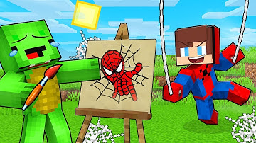 JJ and Mikey Use DRAWING MOD to BECAME SUPERHERO in Minecraft - Maizen