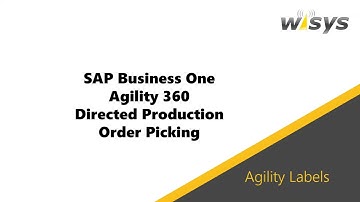 Directed Production Order Picking in SAP Business One using WiSys Agility 360