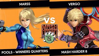 Mash Harder 8 - Marss (Zero Suit Samus) vs Vergo (Shulk) - Pools - Winners Quarters