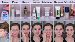Plaske Stavning Kontur How to use Cleanser, Toner, Essence, Serum, Moisturizer, Sunscreen and  Foundation - YouTube
