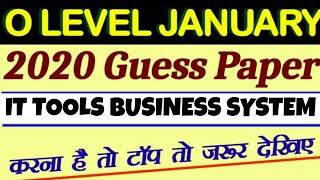 O LEVEL JANUARY EXAM 2020||IT TOOLS AND BUSINESS SYSTEM|O level Previous Paper|O Level Exam in Hindi