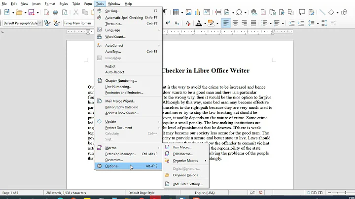 How to Use Spell Checker in Libre Office Writer