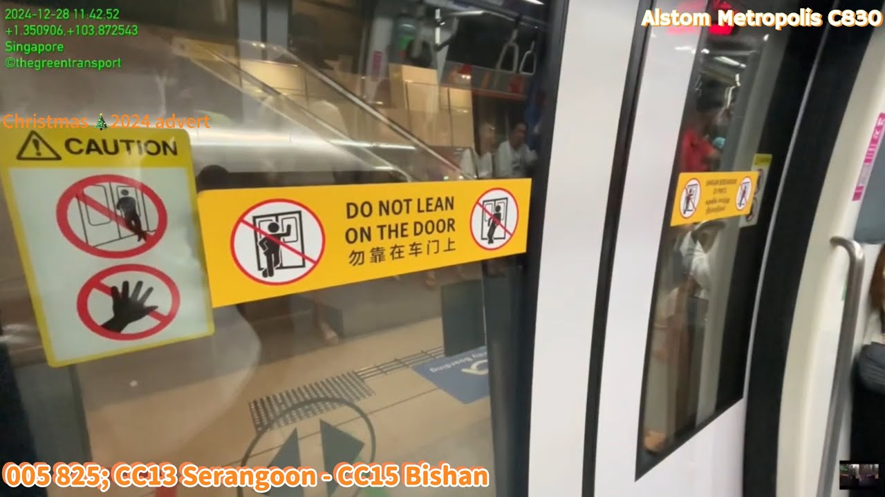 ⁴ᴷ⁶⁰ [SMRT] 🎄2024; Alstom Metropolis C830 [825] CC13 Serangoon - CC15 Bishan