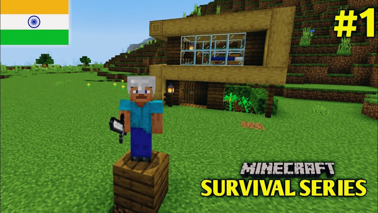 Minecraft Pe Survival series EP-1 in Hindi 1.19 | I Made Survival House ...