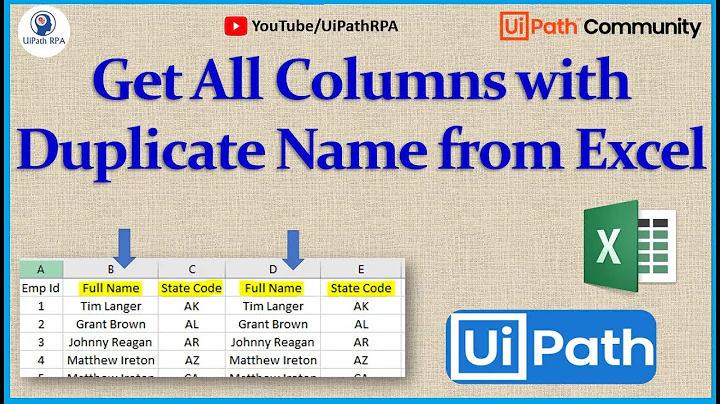 Get All Columns with duplicate name from Excel in UiPath RPA