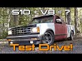 The Newly FUEL INJECTED V8 S10 Goes For A Test Drive (w/ Exhaust Clips)!  S10 Restomod Ep.21
