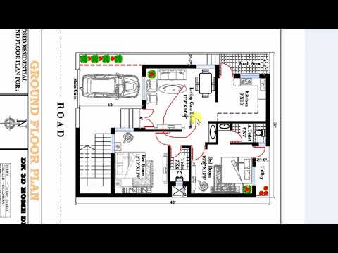  1200  sq  ft  2bhk with car parking north  face  house  plan  