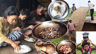 Helping Sanjip Jina to repair rooftop || Enjoying local chicken curry in group