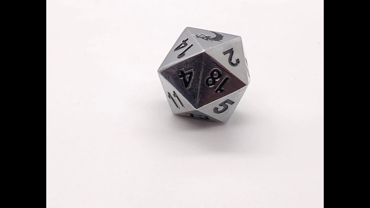 Old School DnD RPG Metal D20: Halfling Forged - Shiny Silver