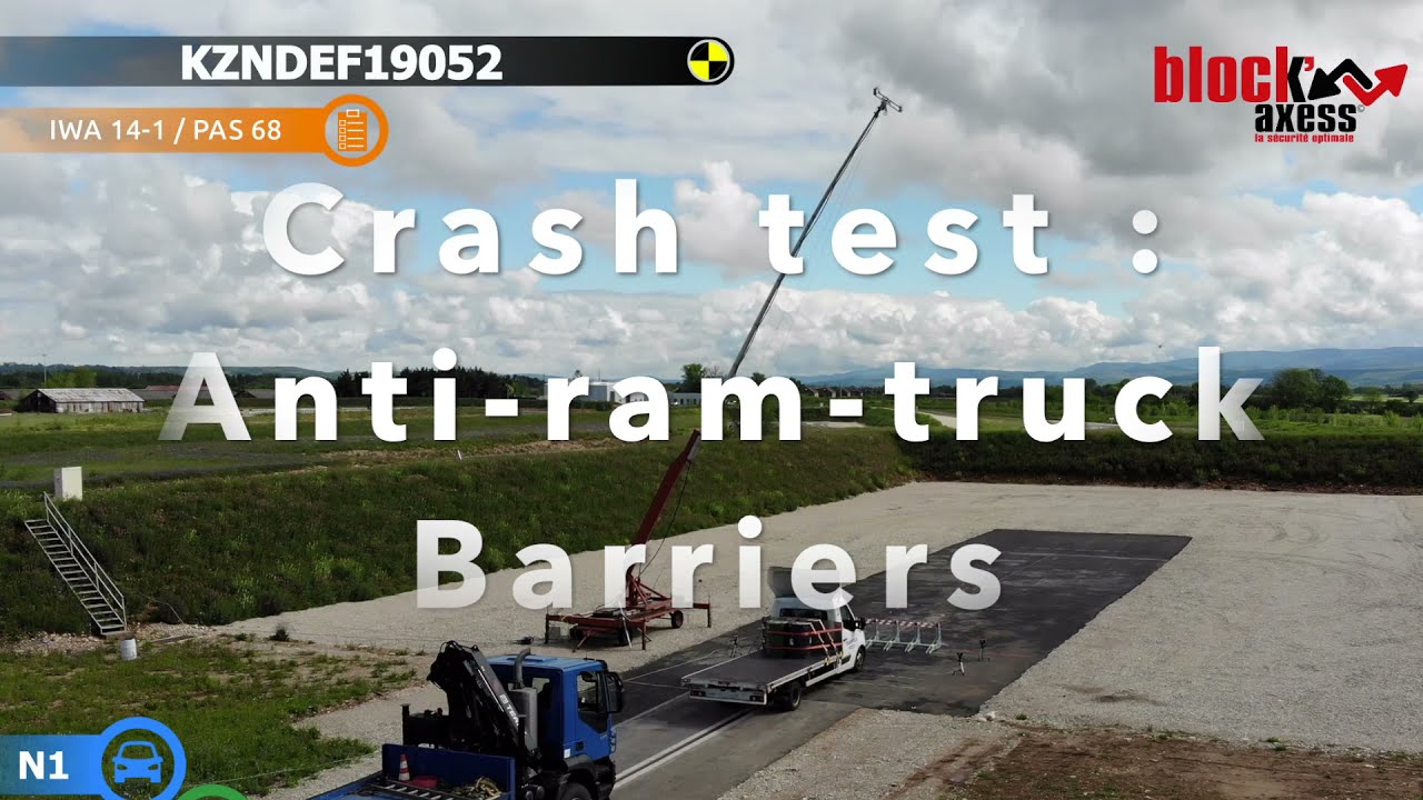 Block axess anti ram trucks barriers : crash test - YouTube