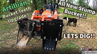 Kubota BX- Brand New Stump Bucket + Side Tooth Add-On! -Giving a proper workout!!