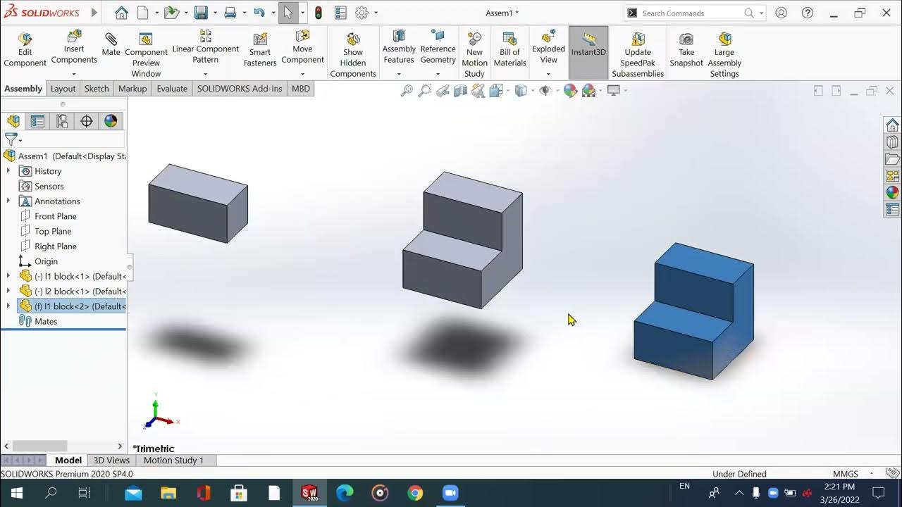 Lecture 6 assembly of parts, 4 bar, slider mechanism, motion analysis