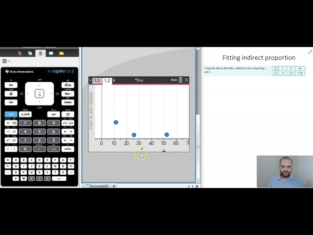 Fitting Indirect Proportion function to data using TI Nspire