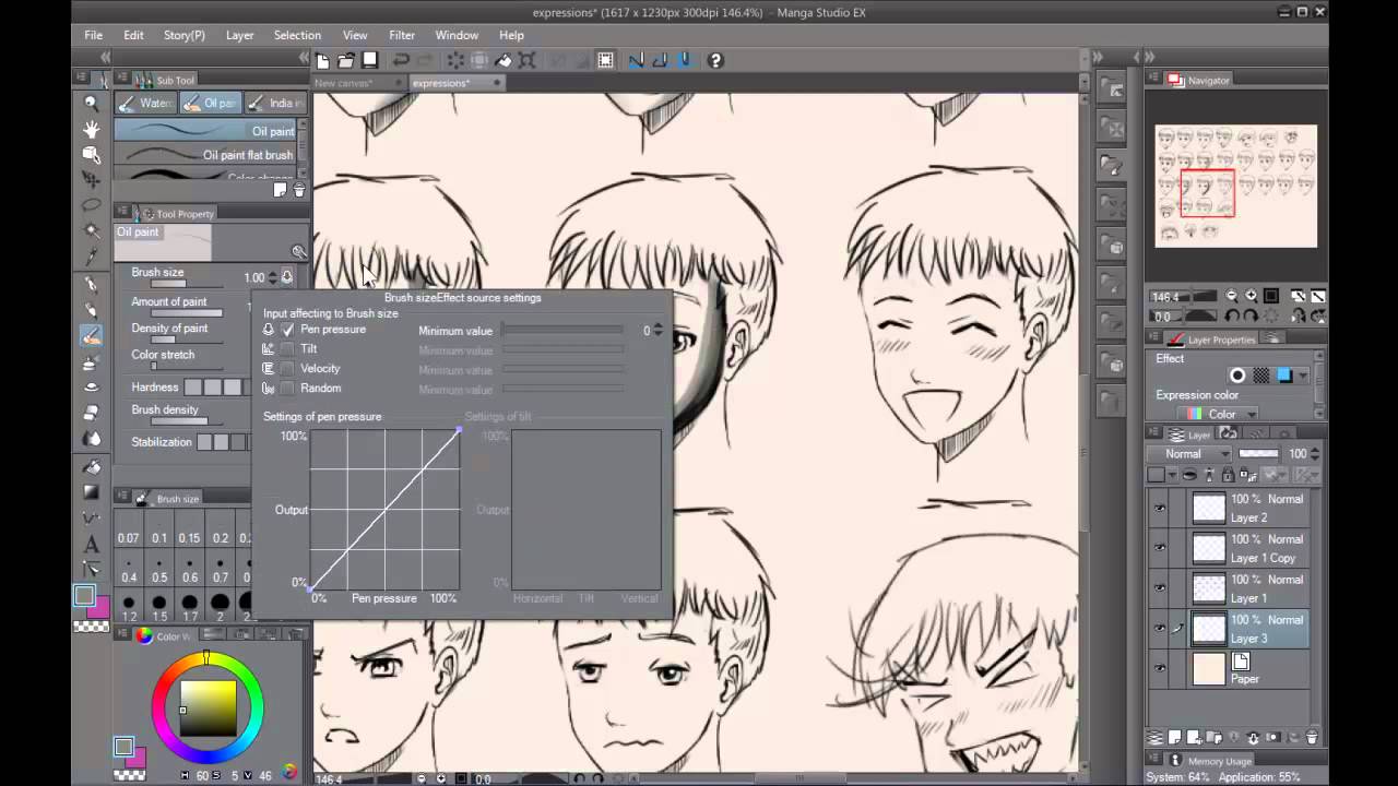 Manga Studio 5 My Brush Pen Pencil Settings Youtube