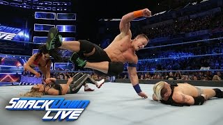 John Cena & Nikki Bella vs. James Ellsworth & Carmella: SmackDown LIVE, March 7, 2017(For the first time, John Cena & Nikki Bella will team up when they take on James Ellsworth & The Princess of Staten Island. More ACTION on WWE NETWORK ..., 2017-03-08T02:26:11.000Z)