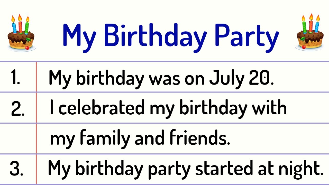 my birthday party essay class 1