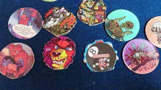 collectibles from your childhood: pogs - Animaniacs, The Simpsons, Marvel Comics