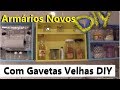 Nichos Coloridos Cozinha com Gavetas Velhas Diy