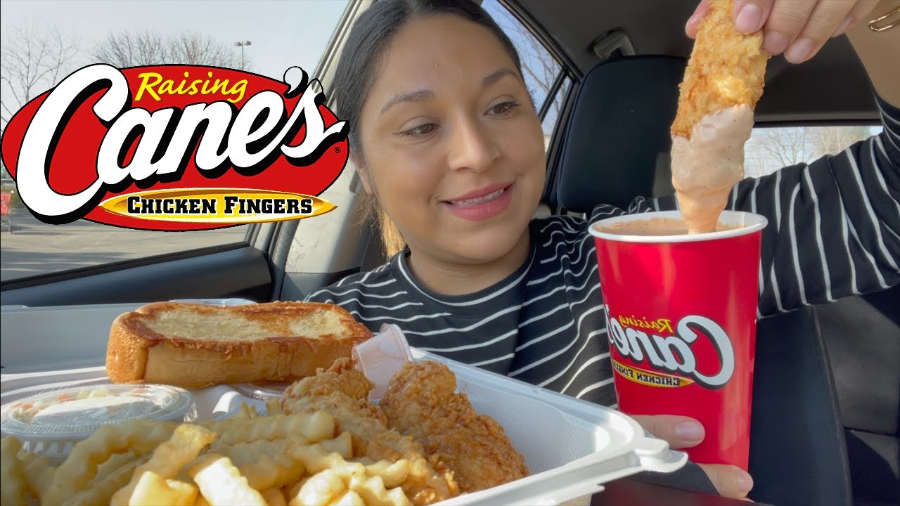 ASMR RAISING CANES CAR MUKBANG WITH BIG CUP SAUCE! SO GOOD *EATING