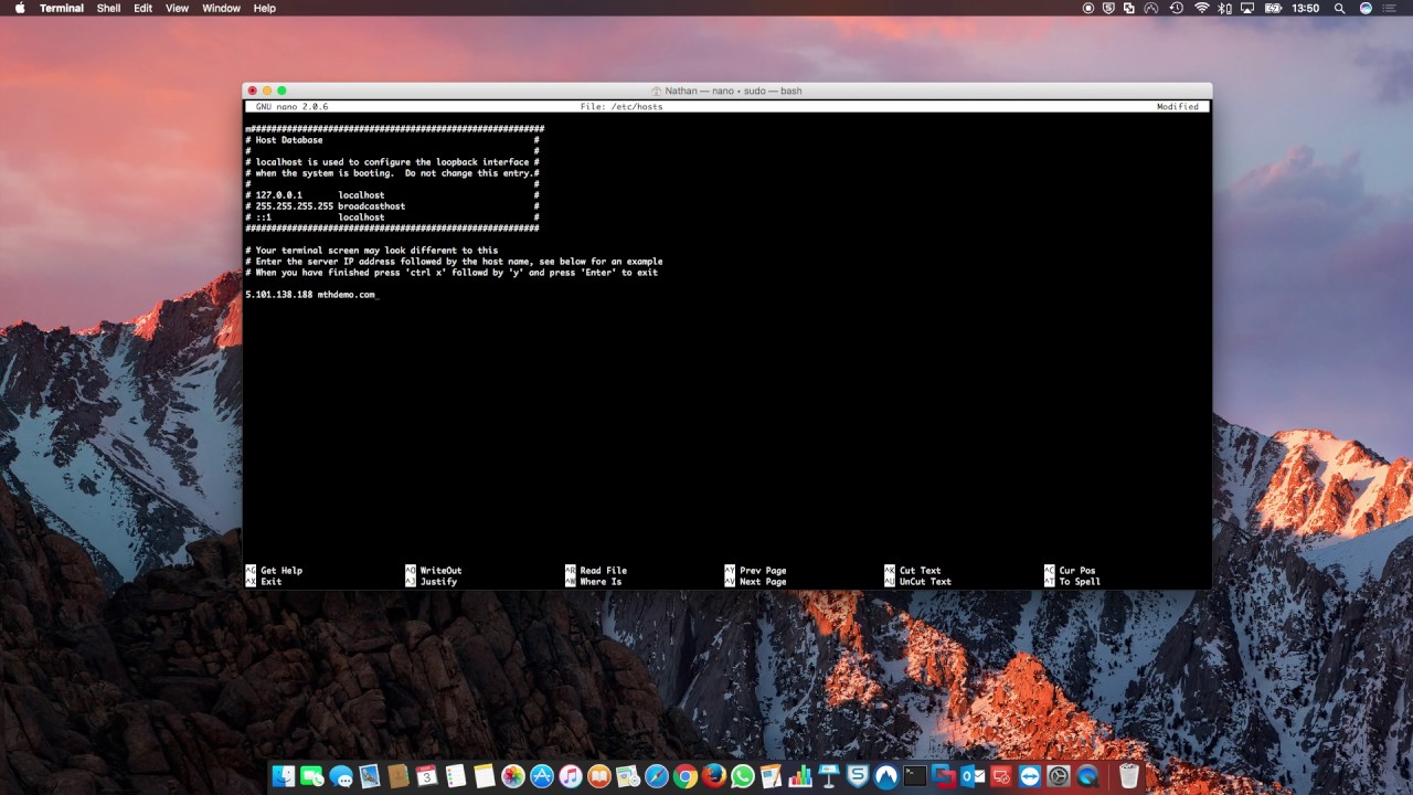 Mac OS - Edit local hosts file
