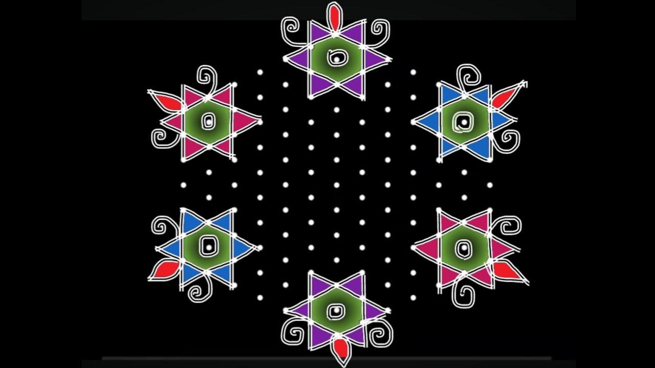 13*7 New Year Rangoli/ Festival Rangoli/  kolam/Simple Design Rangoli/Special Daily Rangoli/Muggulu 